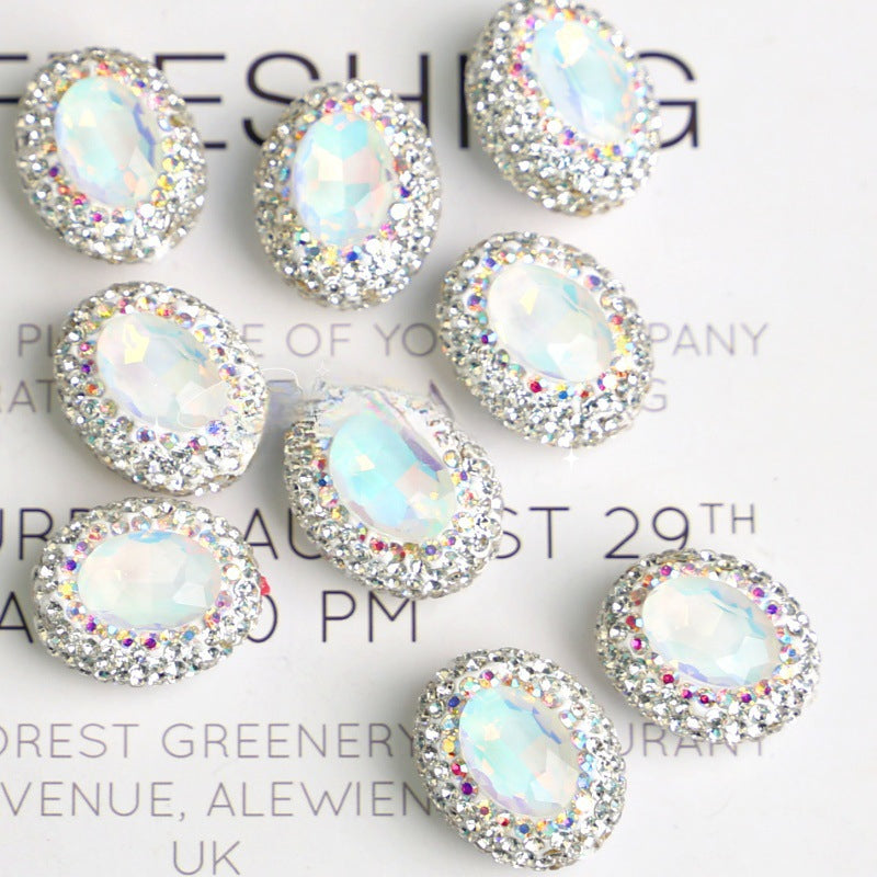 Wholesale Pigeon Egg Clay Inlaid with Diamond Straight Hole Diamond Beads